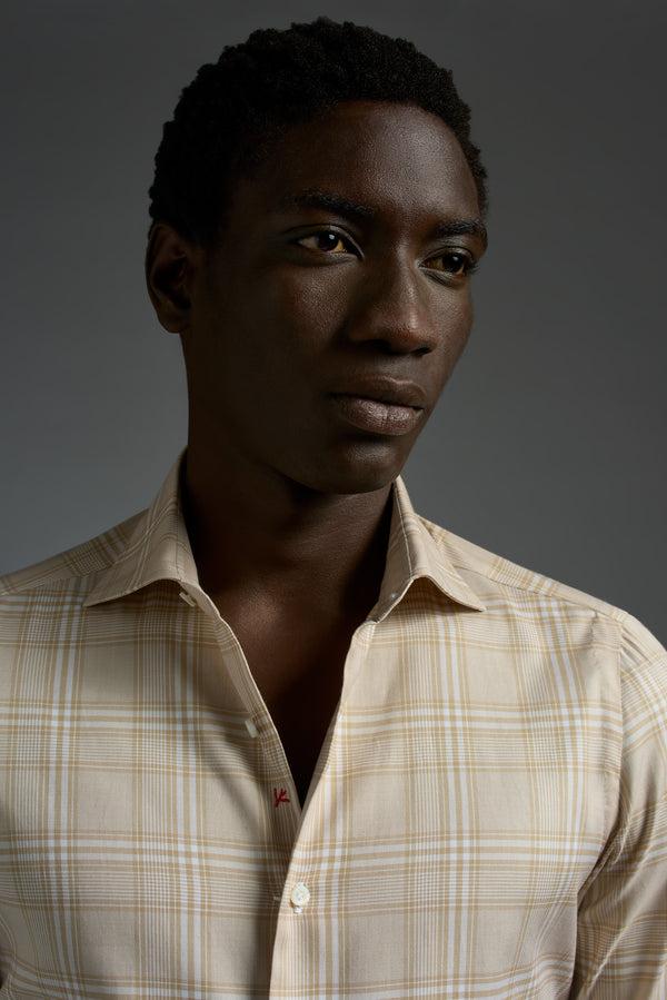 Isaia Mix Dress Shirt Shirt Yellow Check