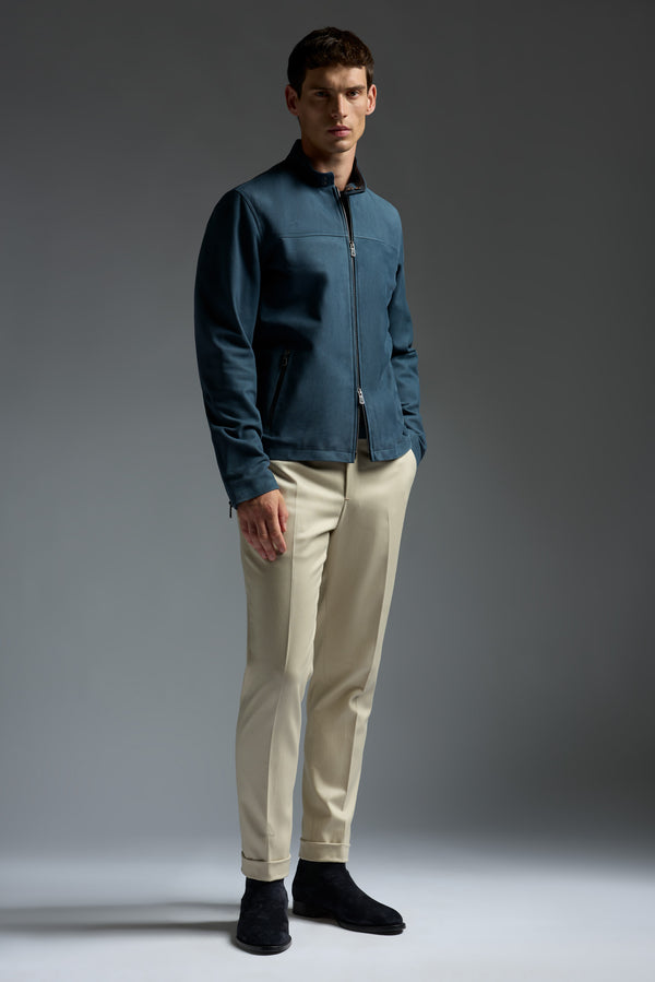 Isaia Motorcycle Jacket Leather Jacket Coral