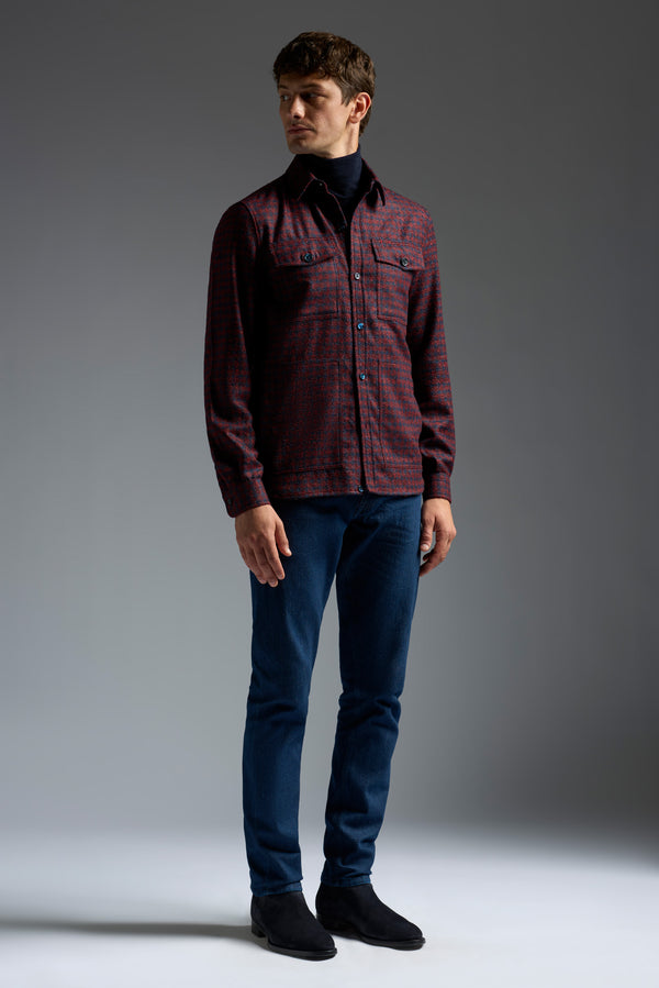 Isaia Overshirt Overshirt Dark Red And Navy Check