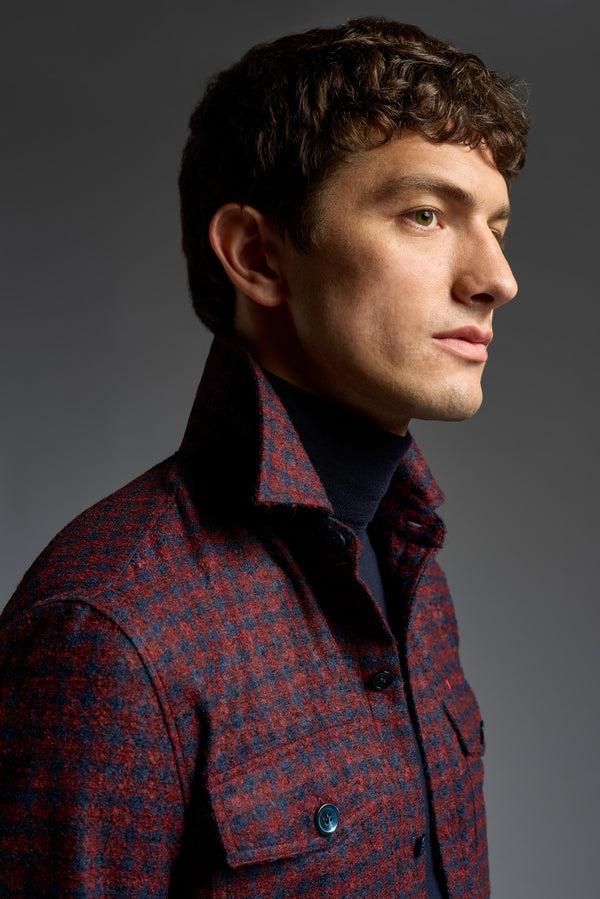 Isaia Overshirt Overshirt Dark Red And Navy Check