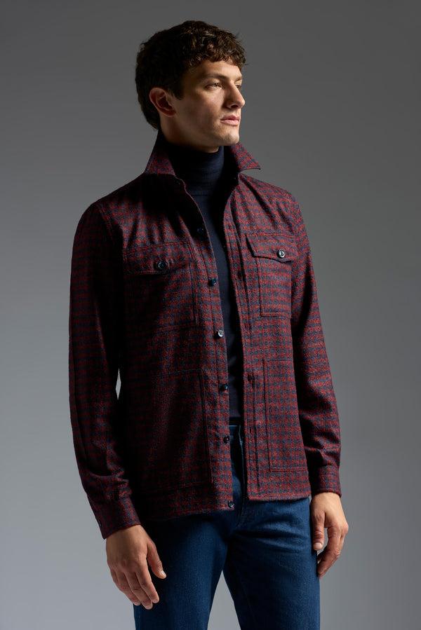 isaia Overshirt Overshirt Dark Red And Navy Check