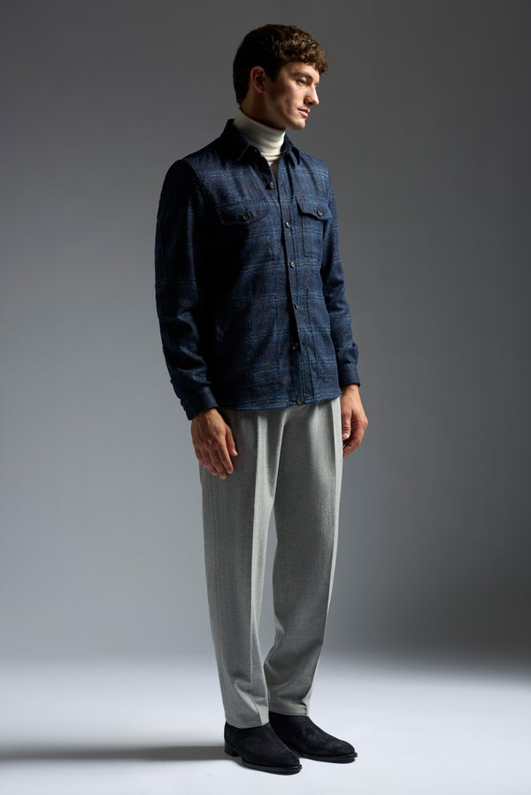 Isaia Overshirt Overshirt Navy And Blue Windowpane