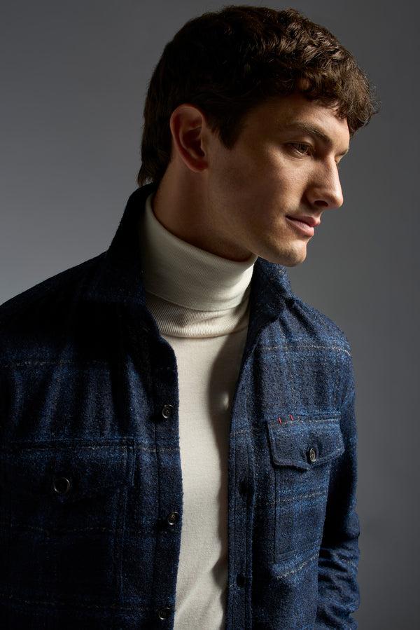 Isaia Overshirt Overshirt Navy And Blue Windowpane