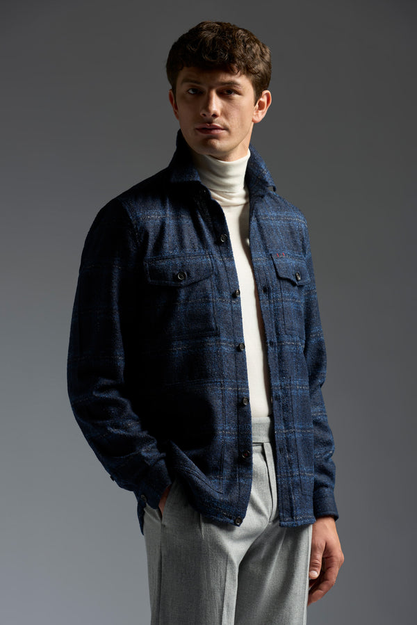 isaia Overshirt Overshirt Navy And Blue Windowpane