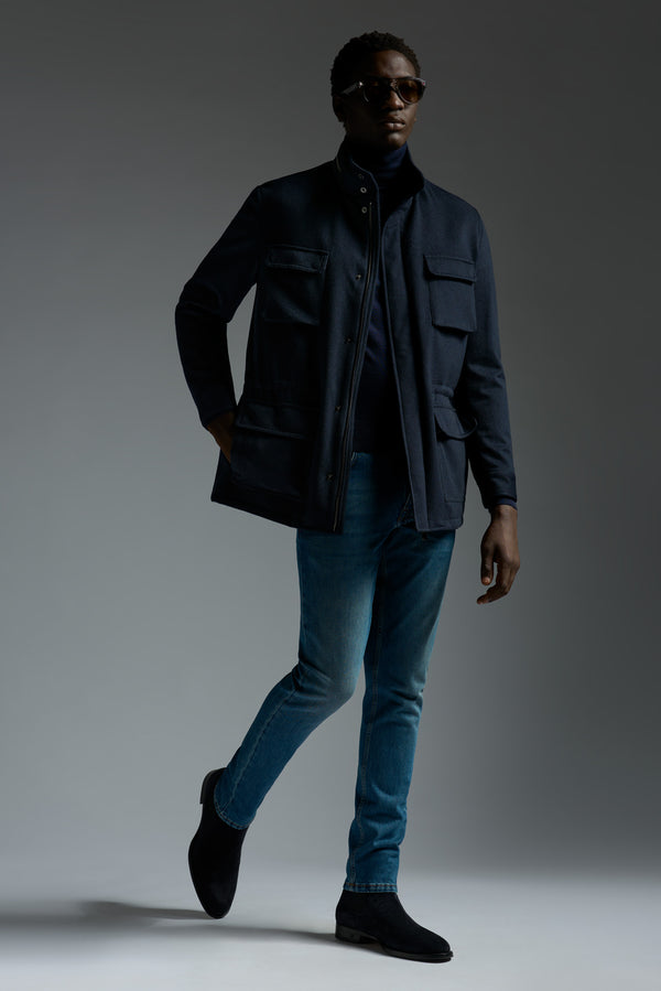 Isaia Padded Field Jacket Sport Jacket Navy