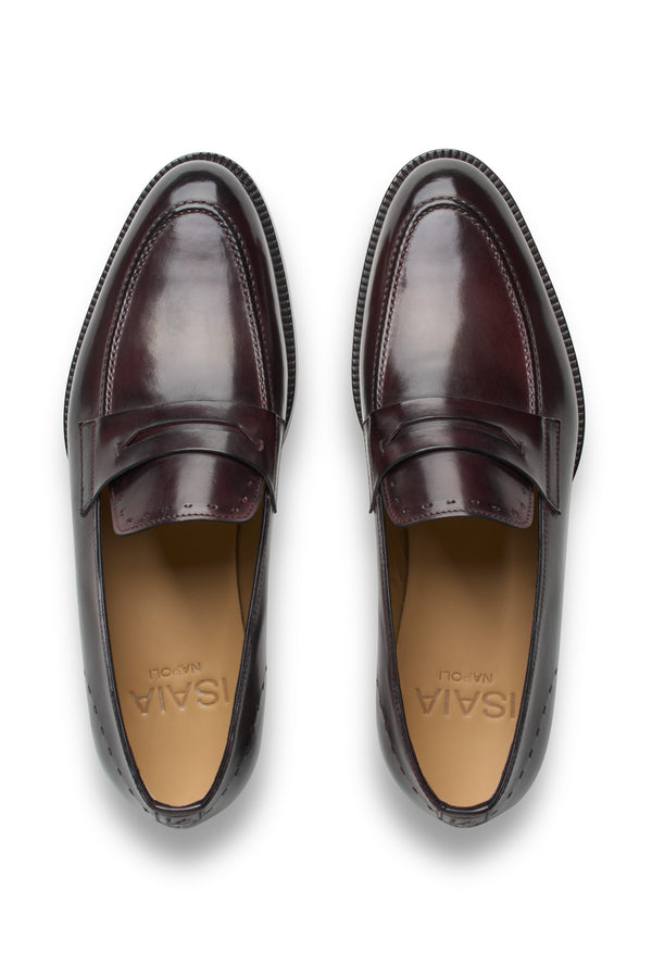 Isaia Penny Loafer Shoes Tan Leather