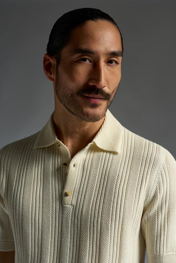 Isaia Polo Short Sleeve W/button Knitwear White