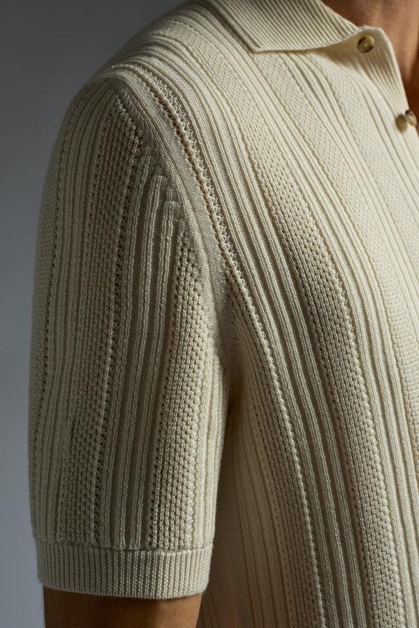 Isaia Polo Short Sleeve W/button Knitwear White