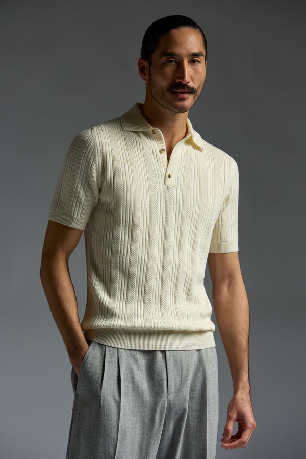 isaia Polo Short Sleeve w/button Knitwear White