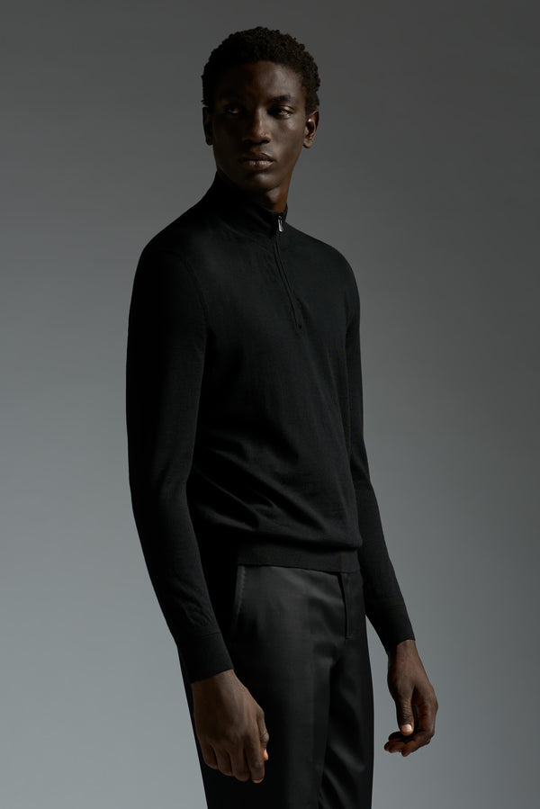 isaia Quarter Zip Sweater Knitwear Black