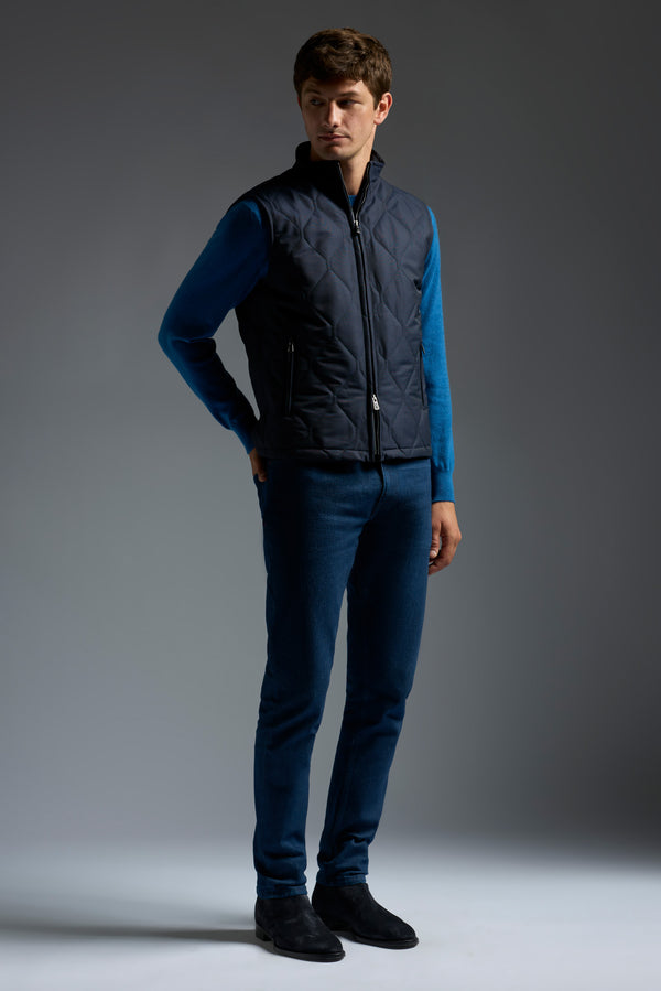 Isaia Quilted Vest Sport Jacket Navy