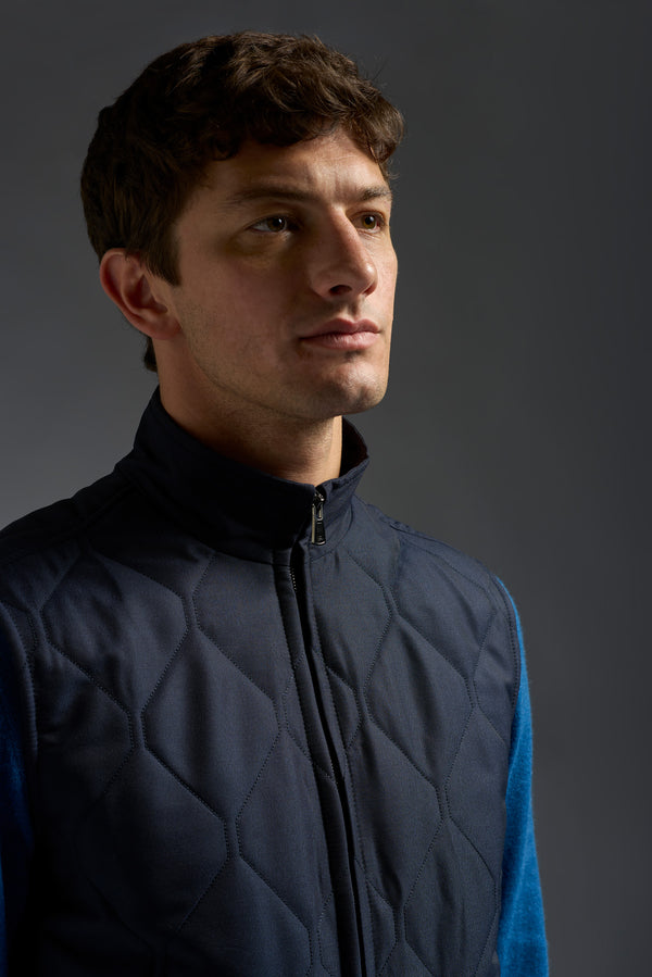 Isaia Quilted Vest Sport Jacket Navy