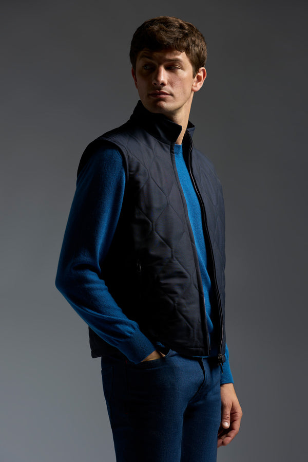 isaia Quilted Vest Sport Jacket Navy