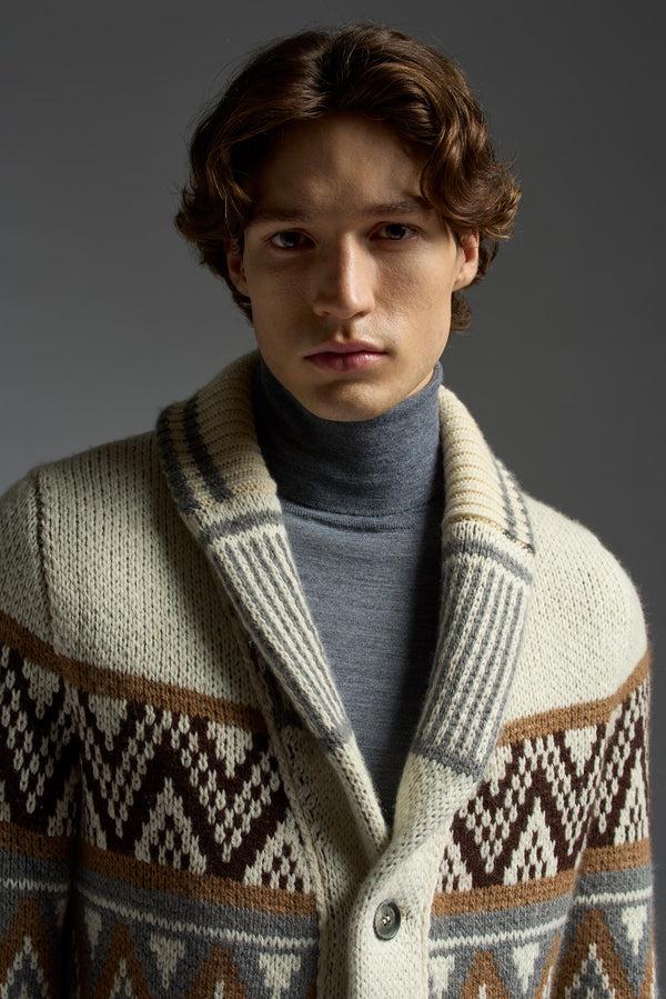 Isaia Shawl Collar Cardigan Knitwear White