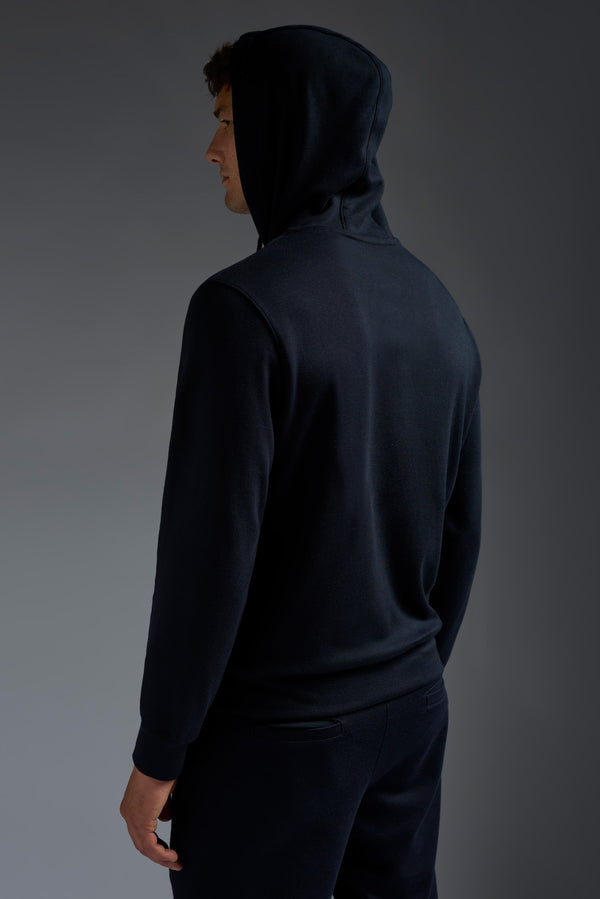 Isaia Zip-Up Hoodie Sweatshirt Blue And Brown