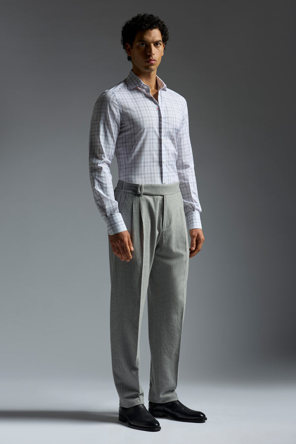 Isaia Mix Dress Shirt Shirt Grey Blue And White Check