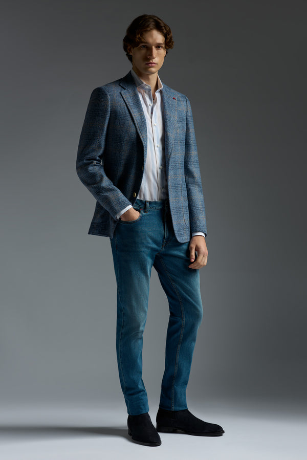 Isaia Mix Dress Shirt Shirt White Blue And Yellow Stripe