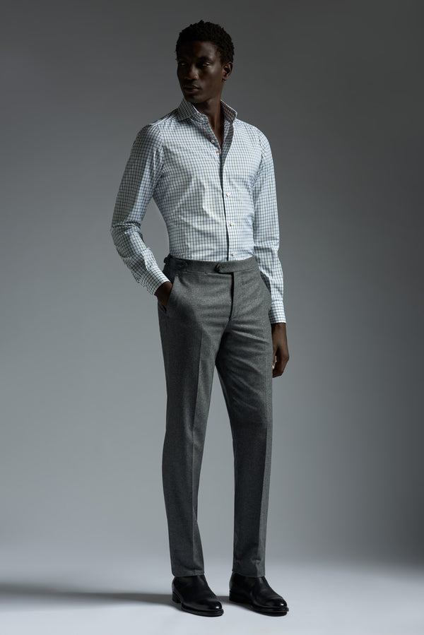 Isaia Mix Dress Shirt Shirt White Green And Grey Stripe