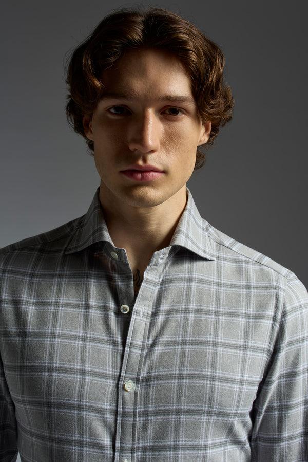 Isaia Mix Sport Shirt Sport Shirt Grey Window Pane With White