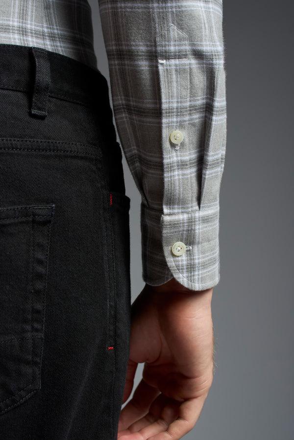 Isaia Mix Sport Shirt Sport Shirt Grey Window Pane With White