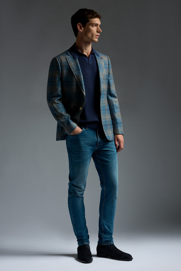 Isaia Short Sleeve Open Collar Polo Knitwear Dark Beige