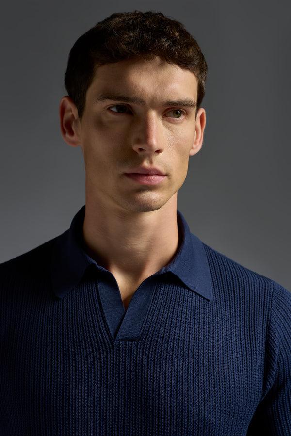 Isaia Short Sleeve Open Collar Polo Knitwear Dark Beige