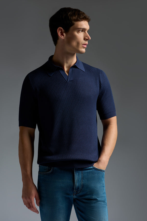 isaia Short Sleeve Open Collar Polo Knitwear Dark Beige