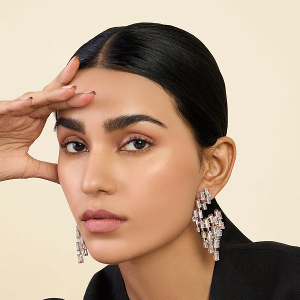 Isharya Abstract Chandelier Statement Earrings Earrings White