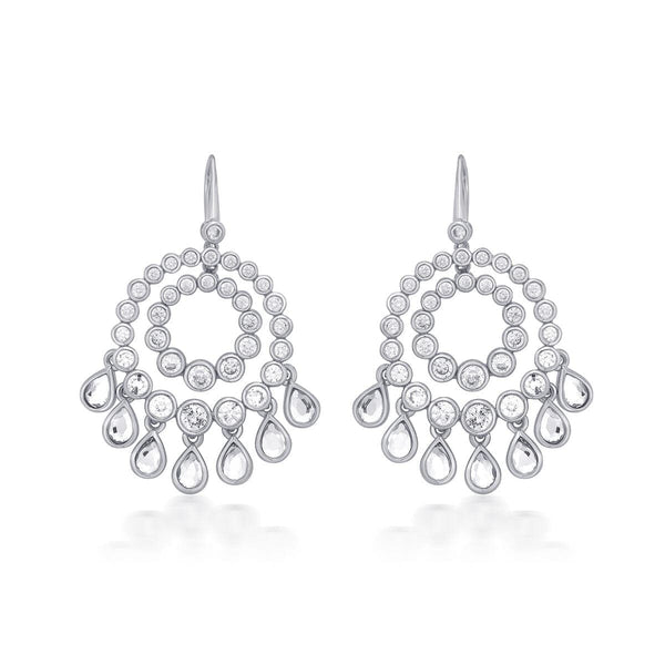 Isharya Ada Mirror & CZ Chandbali Earrings Earrings Silver