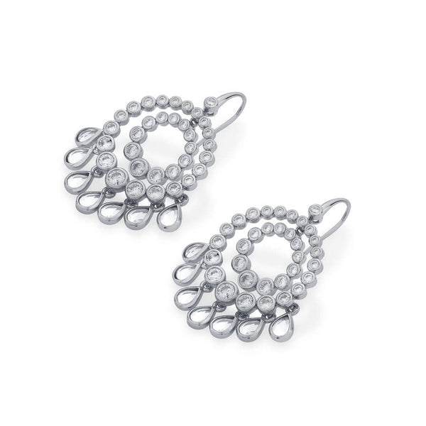 Isharya Ada Mirror & CZ Chandbali Earrings Earrings Silver
