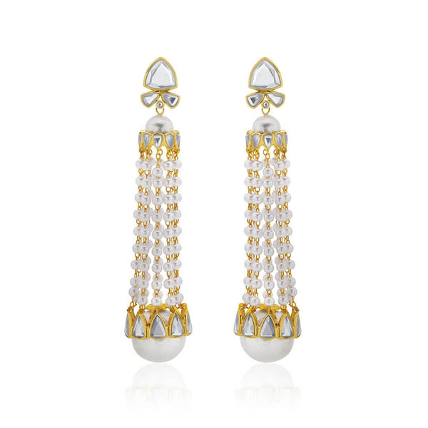 isharya Ada Mirror & Pearl Jhoomar Earrings Earrings Gold