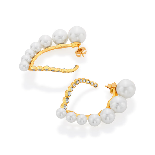 Isharya Amara CZ Pearl Harp Earrings Earrings White