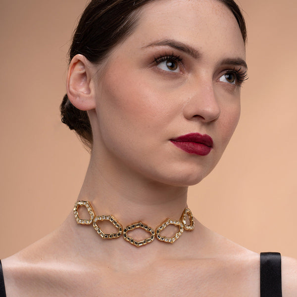 isharya Amara Mirror Statement Choker Necklace Choker Gold