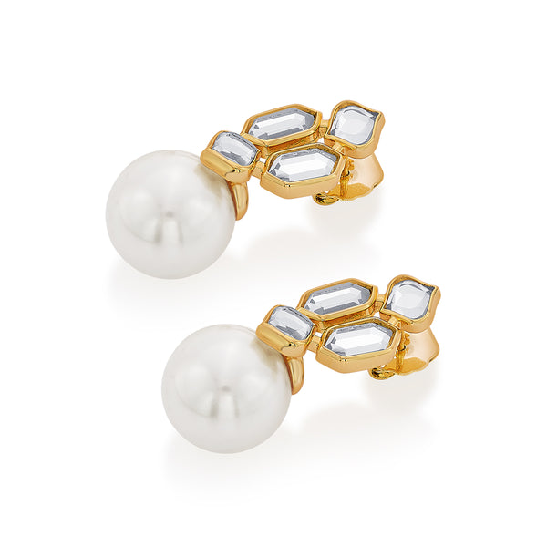 Isharya Amara Small Drop Pearl Stud Earrings Earrings White