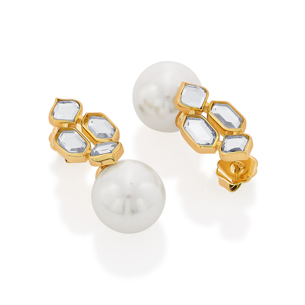 Isharya Amara Small Drop Pearl Stud Earrings Earrings White