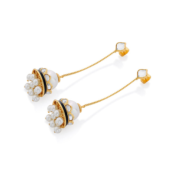 Isharya Amina Pearl Mirror Jhumka Earrings Earrings