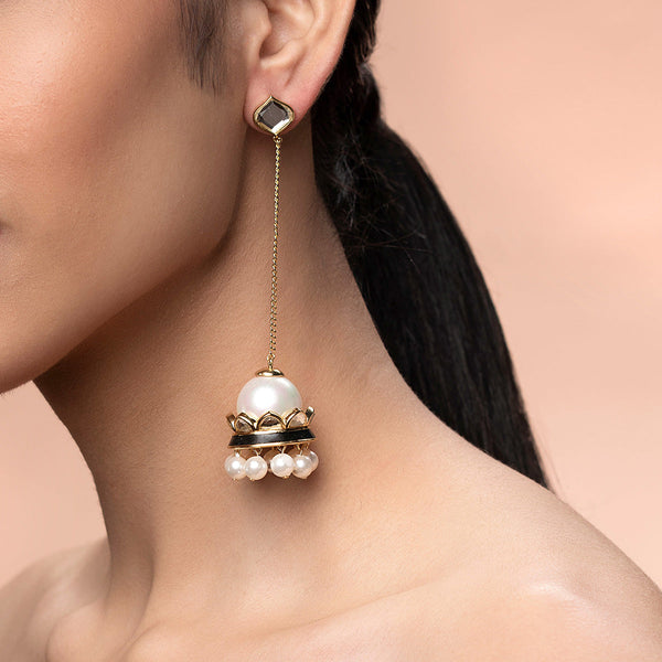isharya Amina Pearl Mirror Jhumka Earrings Earrings