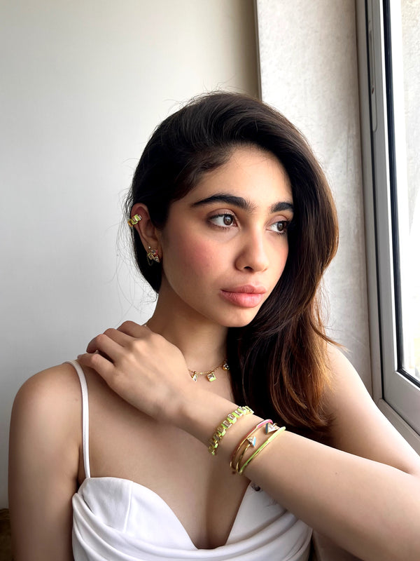 isharya Anushree Sardesai Blue Triangles Cuff Bracelets