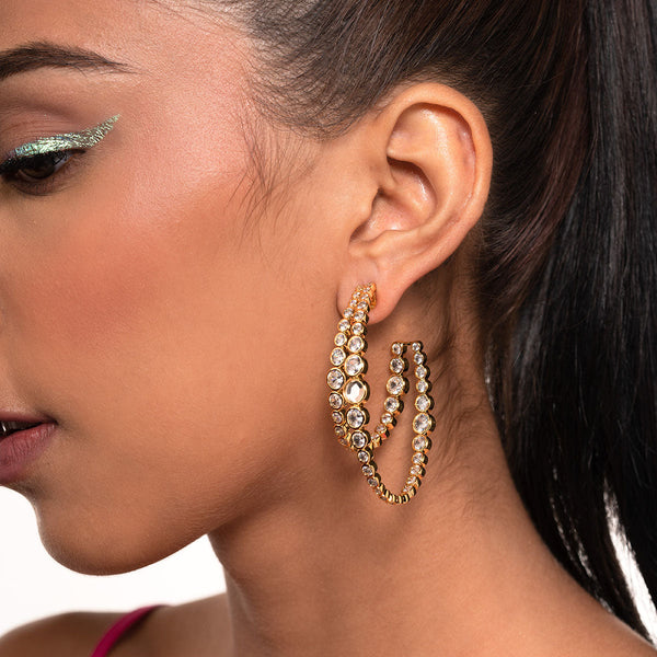 Isharya Aura Gold Double Hoop Earrings Earrings Gold