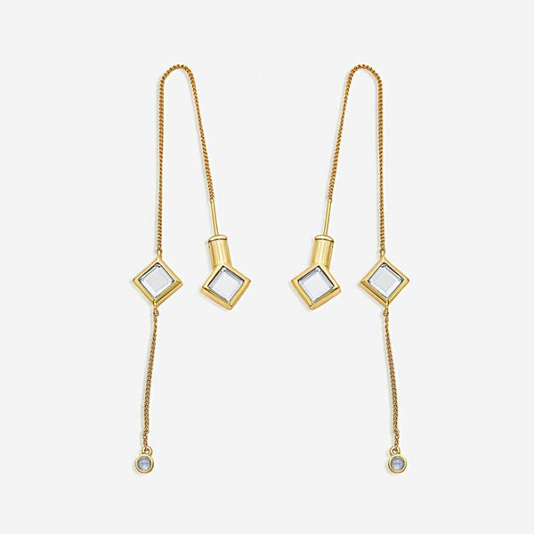 isharya Ayaana Diamond Mirror Needle-Thread Delicate Earrings Earrings