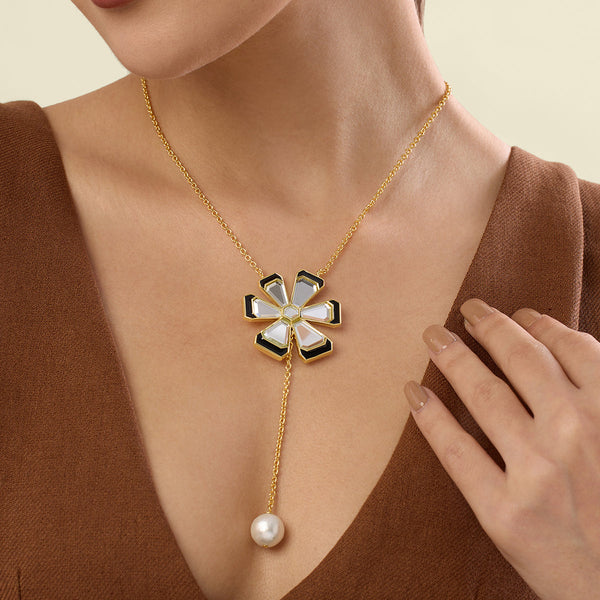 isharya Ayaana Long Flower & Pearl Necklace Necklaces