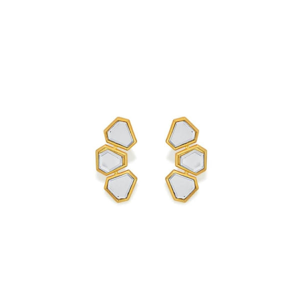 isharya Ayaana Mini Triple Mirror Stud Earrings Earrings