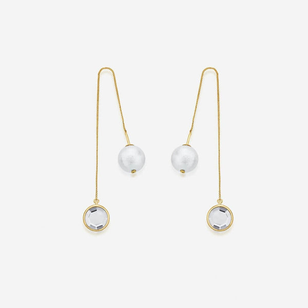 isharya Ayaana Mirror and Pearl Needle-Thread Earrings Earrings