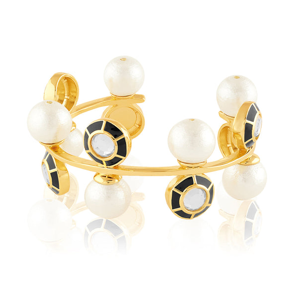 Isharya Ayaana Pearl And Mirror Enamel Cuff Cuff XS