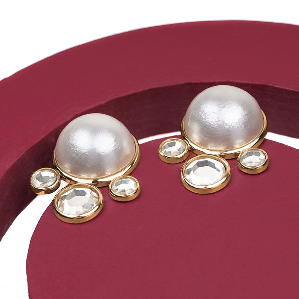 Isharya Ayaana Pearl & Surrounded Mirrors Stud Earrings