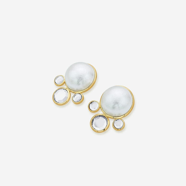 Isharya Ayaana Pearl & Surrounded Mirrors Stud Earrings