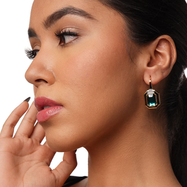 isharya B-dazzle Green Crystal Drop Earrings Earrings