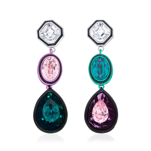 Isharya Banger Mismatch Multi-Crystal Earrings Earrings Multi