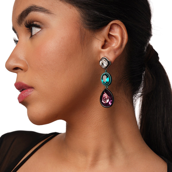 isharya Banger Mismatch Multi-Crystal Earrings Earrings Multi