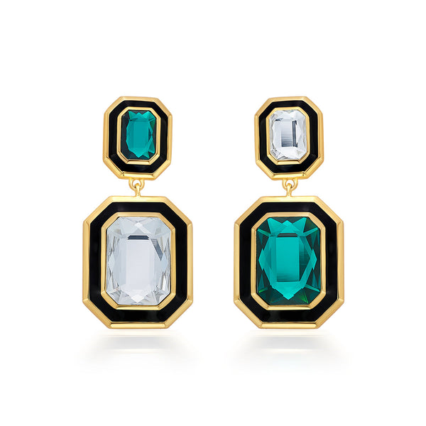 Isharya Banger Two-Tone Crystal Drop Earrings Earrings